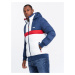 Ombre Men's colorful retro sports jacket - blue and white