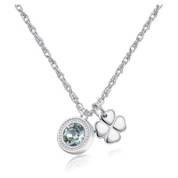 S`Agapõ Ocelový náhrdelník s krystalem a čtyřlístkem Lucky Light SKT02