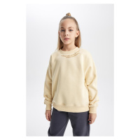 DEFACTO Girl Striped Crew Neck Soft Fluffy Thick Sweatshirt