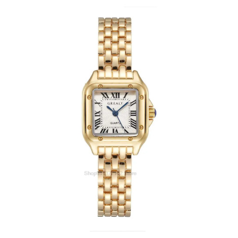 Dámské elegantní hodinky – čtvercové pouzdro, kovový pásek