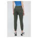 Kalhoty Lauren Ralph Lauren dámské, zelená barva, high waist