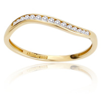 Dámský prsten ze žlutého zlata s čirými zirkony PR0640F + DÁREK ZDARMA