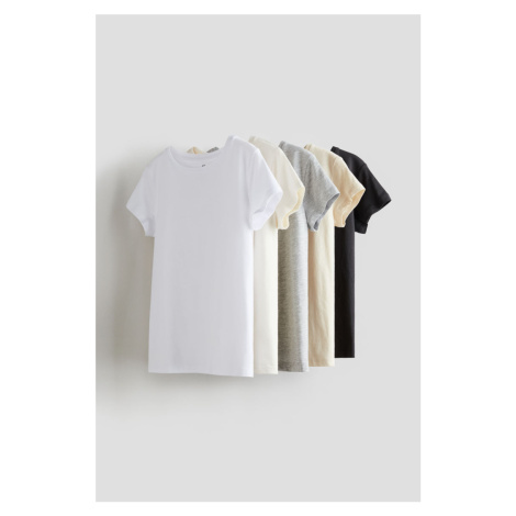 H & M - Bavlněné tričko 5 kusů - béžová H&M