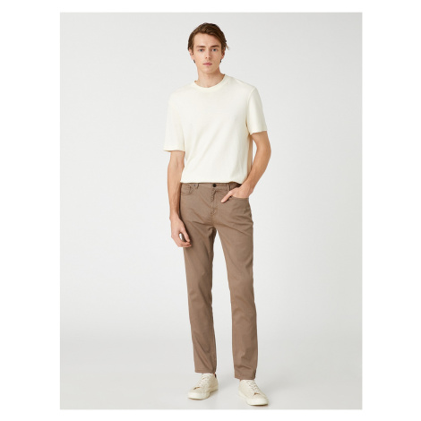 Koton Slim-fit kalhoty 5-kapsové, s knoflíky, texturované