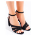 Pk Exkluzívní dámské sandály černé na širokém podpatku ruznobarevne