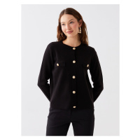 LC Waikiki Crew Neck Plain Long Sleeve Women's Knitwear Cardigan