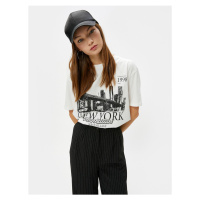 Koton New York T-Shirt City Themed Comfort Fit Cotton Short Sleeve Crew Neck