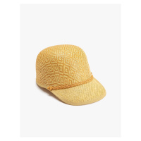 Koton Straw Hat Cap with Geometric Pattern and Knitting Detail.