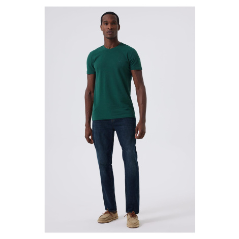 Pánské tričko Lee Cooper Twingos 6 Pique s kulatým výstřihem, smaragdové