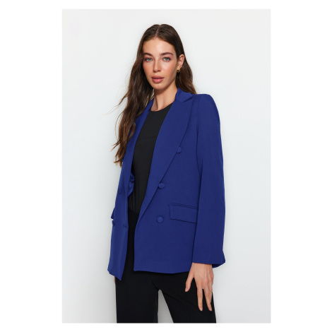 Trendyol Sax Regular Lined Double Breasted Closure Woven Blazer Jacket