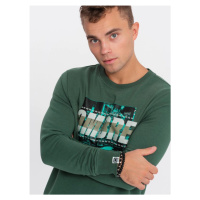 Ombre Clothing Pánská zelená mikina s výrazným nápisem V2 SSPS-0156