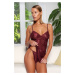 Trendyol Burgundy Lace Punčocháče Babydoll