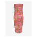 Tmavě růžové dámské květované pouzdrové midi šaty ONLY Paris