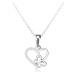 Stříbrný náhrdelník 925 - jemný řetízek, kontura srdce a motýlka, zirkony