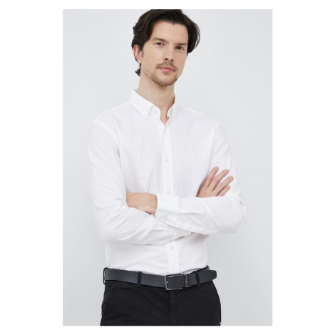 Košile BOSS bílá barva, regular, s límečkem button-down Hugo Boss