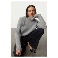 Trendyol Gray Wool High Collar Knitwear Sweater