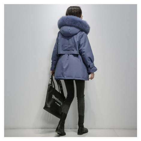 Stylová zimní bunda oversize dámská parka s podšívkou a kožíškem