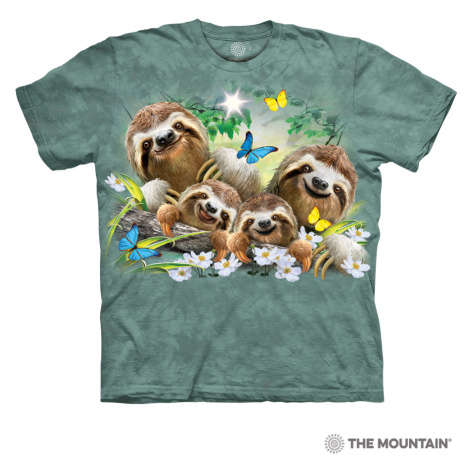 Pánské batikované triko The Mountain - Sloth Family Selfie - zelené