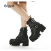 Kotníkové bota gothic s řemínky zdobené cvočky na masivní platformě GoodDayGirl Fashion