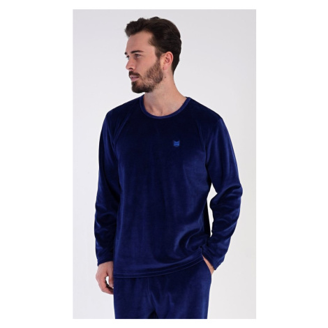 Pánské pyžamo dlouhé Aleš - tmavě modrá