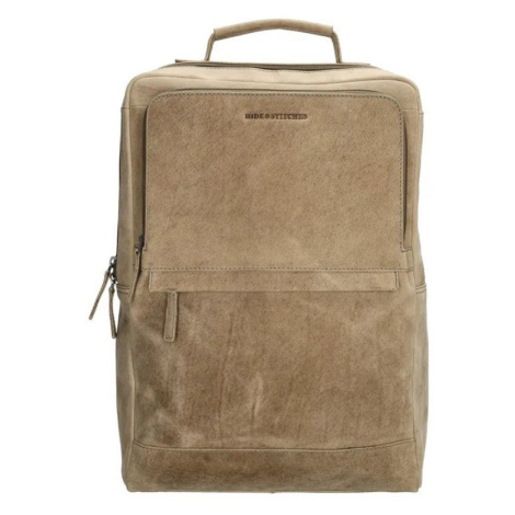 Hide & Stitches Béžový batoh na notebook z pravé kůže "Sirius" 12L