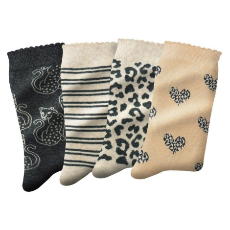 Sada 4 ponožek se sladěným leopardím motivem Blancheporte