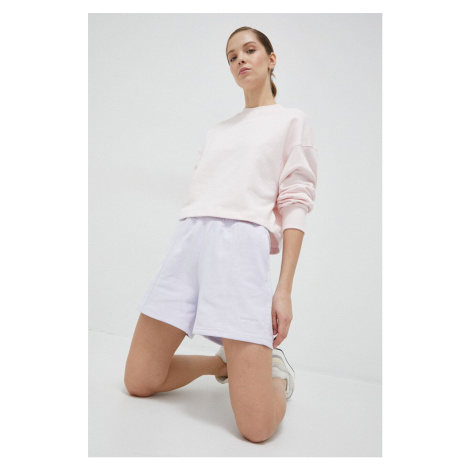 Bavlněné šortky New Balance fialová barva, hladké, high waist