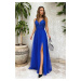 Modré společenské šaty s týlní sukní