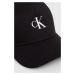 Bavlněná baseballová čepice Calvin Klein Jeans černá barva, s aplikací, K60K611541