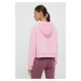 Mikina New Balance dámská, růžová barva, s kapucí, s potiskem