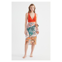 Trendyol Colorful Shawl Patterned Lacing Detailed Skirt