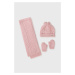 Dětská čepice, šála a rukavice Mayoral růžová barva