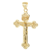 Stříbrný pozlacený přívěšek kříž s Ježíšem STRZ0960F