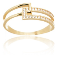 Dámský prsten ze žlutého zlata se zirkony PR0657F + DÁREK ZDARMA
