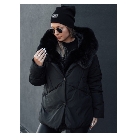 Dámská zimní bunda s kapucí a kožíškem LUNAVI Dstreet TY4665 Barva: Černá