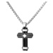 Manoki Pánský ocelový náhrdelník Javier - chirurgická ocel, kříž WA607 Stříbrná 65 cm