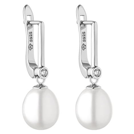 Gaura Pearls Stříbrné náušnice s bílou řiční perlou Carisa, stříbro 925/1000 SK21365EL/W Bílá