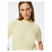 Koton Short Sleeve Sweater Soft Textured Stand Collar