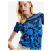 Modré dámské úpletové tričko Desigual Sun Blue