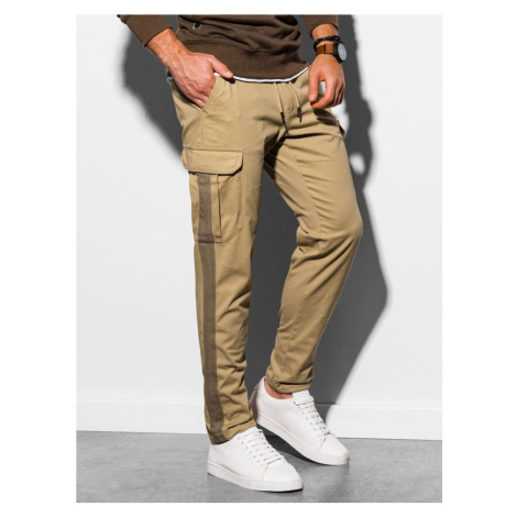 Ombre Clothing Stylové kamelové kalhoty P893