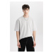 DEFACTO Oversize Fit Crew Neck Short Sleeve Basic Heavy Fabric T-Shirt