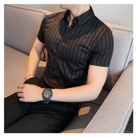 Pruhovaná pánská košile s krátkým a dlouhým rukávem JFC FASHION