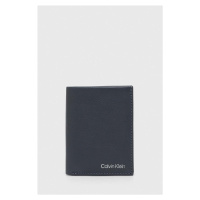 Kožená peněženka Calvin Klein šedá barva