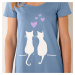 Blancheporte Krátká noční košile s potiskem koček modrá
