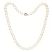 Pánský perlový náhrdelník 7,5 AA bílý - Bílá / Rhodiované stříbro (925) / 50 cm