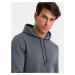 BASIC men's cotton kangaroo hooded sweatshirt - graphite V11 OM-SSBN-0161