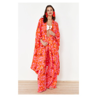 Trendyol Ethnic Patterned Belted Maxi Woven Kimono&Kaftan