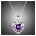 GRACE Silver Jewellery Stříbrný náhrdelník Amorita - stříbro 925/1000, fialový zirkon, srdce NH-