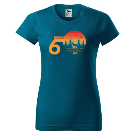 DOBRÝ TRIKO Dámské tričko s potiskem 60 let myslivost Barva: Petrolejová