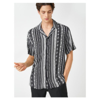 Koton Summer Shirt with Short Sleeves, Turndown Collar Ethnic Print Detailed.
